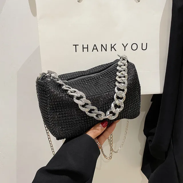 Women Luxury Glitter Rhinestone Shoulder Bag Underarm bag Handbag Crossbody Bag