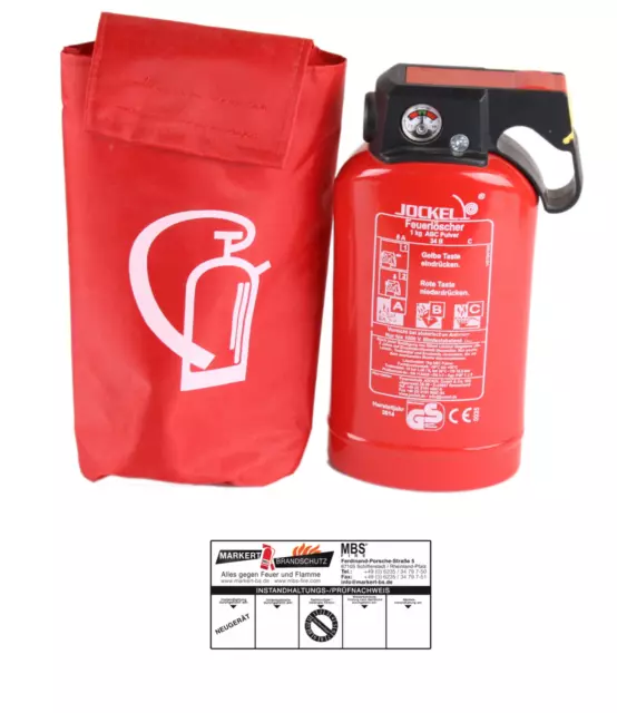 Jockel PSF1JM8 + Tasche Feuerlöscher 1kg ABC KFZ Auto BMW Pulverfeuerlöscher 2LE