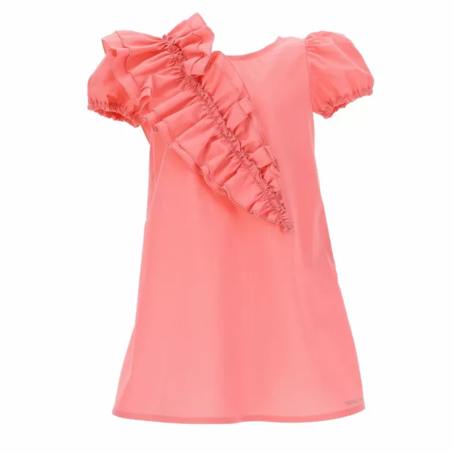 MONNALISA Abito rosa bambina popeline con volant MADE IN ITALY 4 6 10 anni