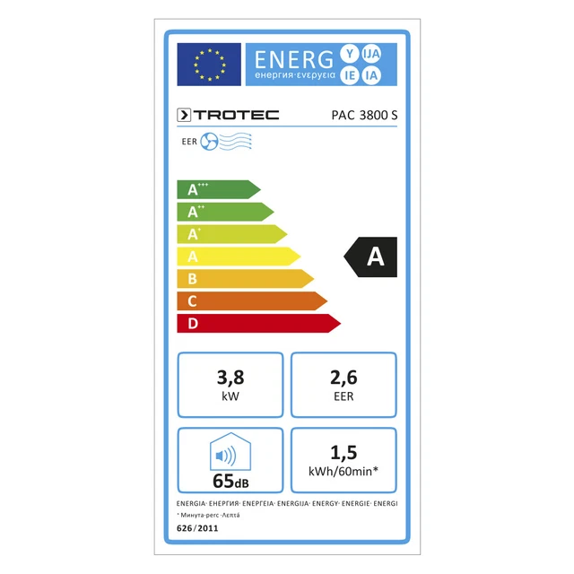 TROTEC Climatiseur local PAC 3800 S Air conditionné mobile 3,8 kW (13000 Btu) 8