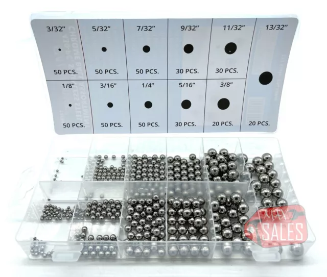 430pc  STAINLESS STEEL CHROME BALLS BALL BEARING ASSORTMENT