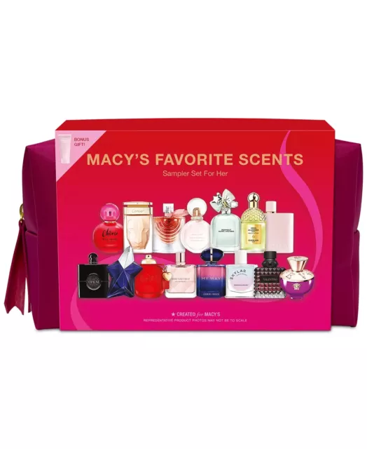 Holiday Macys 17-Pc. Favorite Scents Sampler Discovery Set For Her With Pink Bag