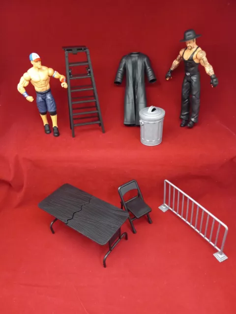 WWE 2013 John Cena & Undertaker w accessor. Figures & Table Ladder Chair & More