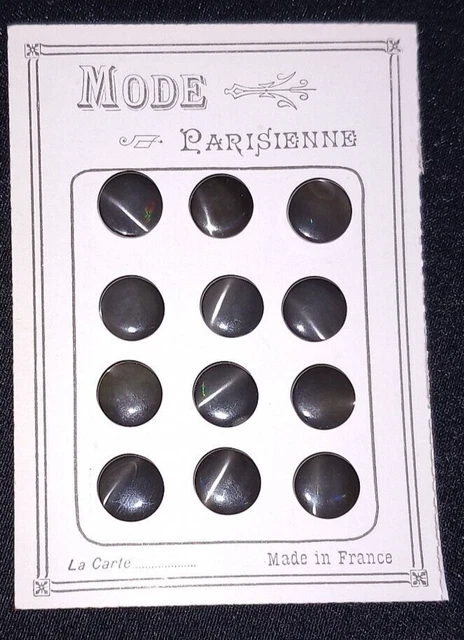 Lot De Boutons Anciens Nacrés Bleus – Mercerie Vintage, Plaque De Petits Boutons
