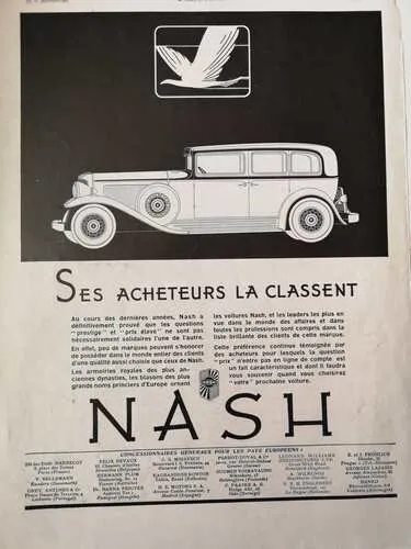 1931 Luxury Automobile Advertising - NASH - FRENCH ADVERTISING - 813