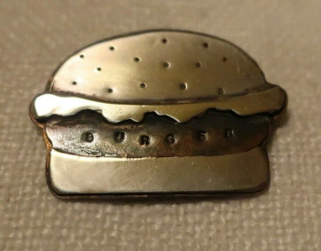 &BURGER& PIN; HAMBURGER; Sterling and Copper; Made in USA by Peggy ...