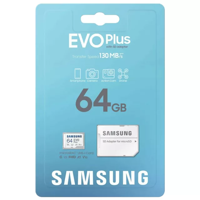 SAMSUNG - Carte Mémoire Micro SD 64 Go Gb ( EVO PLUS 2021 Classe 10 ) - 130 MB/s