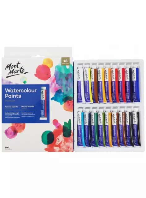 Mont Marte Premium Watercolour Paints Set 18pce x 8ml