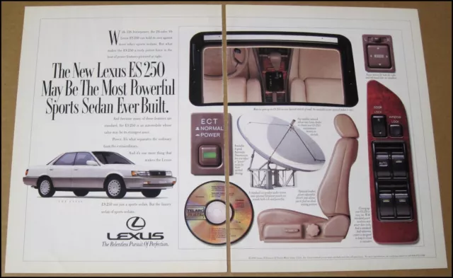 1990 Lexus ES 250 Print Ad 2-Page Car Automobile Advertisement Heineken Salem