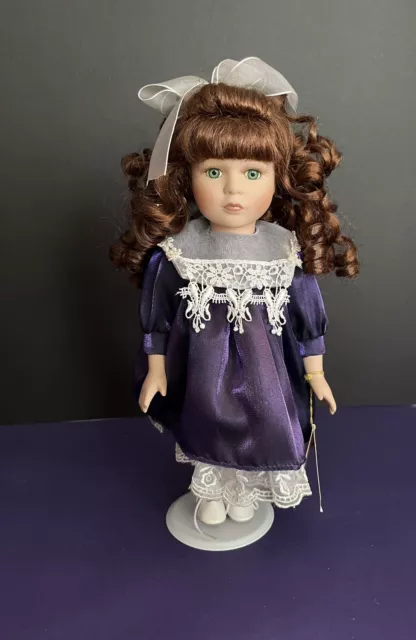 Vintage DanDee Collectors Choice 12” Bisque Porcelain Doll with Stand