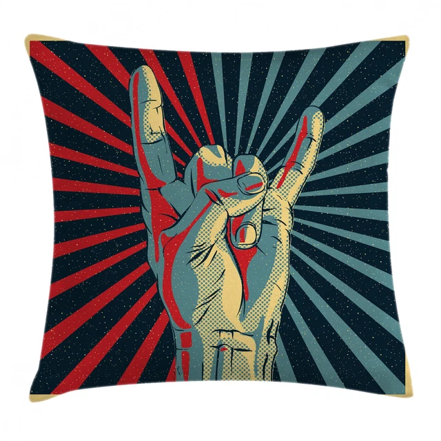 La musique Housse de Coussin Rock 'n' Roll Geste de la main