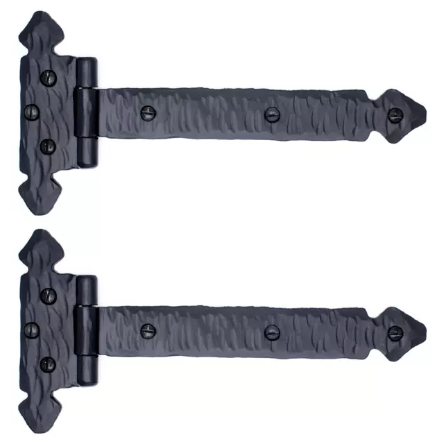 2 Pack 6" 9" 12" Rustic Iron Spear Strap T Hinge For Doors & Gates Hand Forged