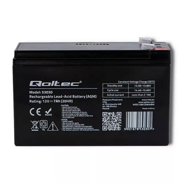 Batterie pour Système d'Alimentation Sans Interruption Qoltec 53031 9 Ah 12 V