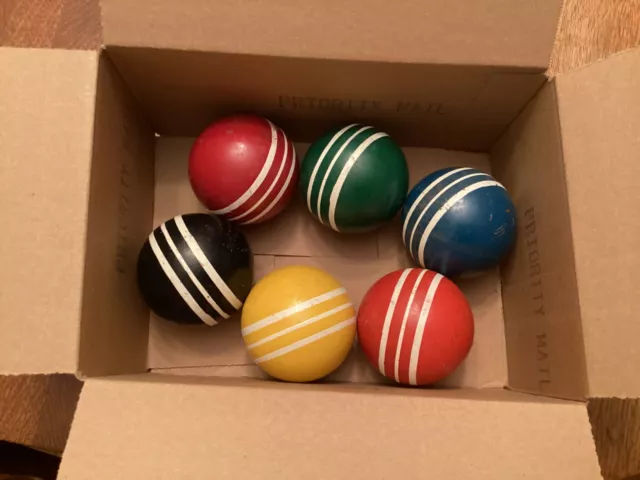 Set of 6 Vtg Striped Smooth Croquet Balls