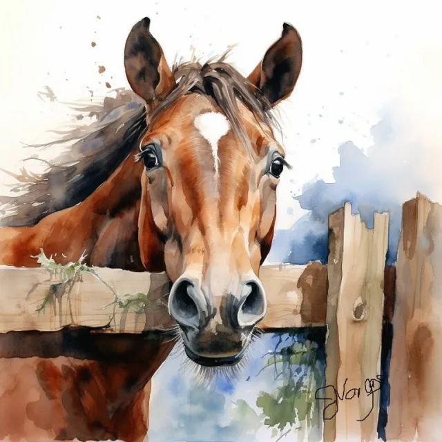 Watercolor Horse Painting Art Print 8x11 inch