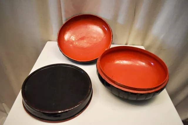 Vintage Burmese Lacquerware Pumpkin Box (Small/Black) Decorative Collectibles "1 9