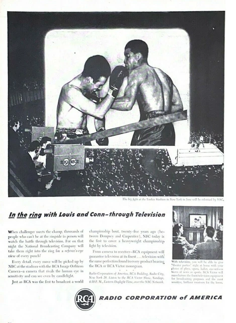 1946 RCA Television Vintage Print Ad Joe Lewis Boxing Early TV In The Ring