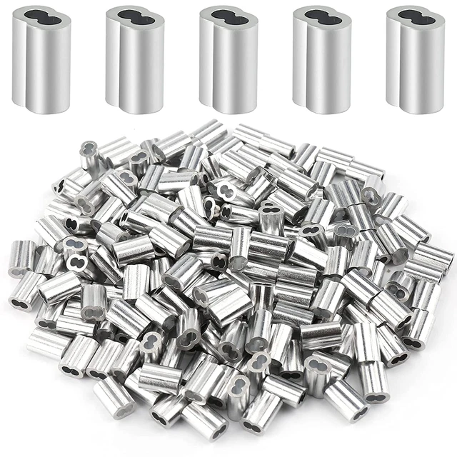 200 Pcs Aluminum Crimping Loop Sleeve 1/16", Cable Ferrule Wire Rope Sleeves USA