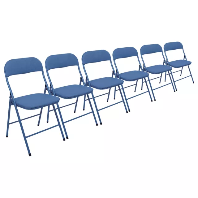 6x Bleu Tissu Rembourré Chaise Pliante en Métals Pliable Bureau Chaise