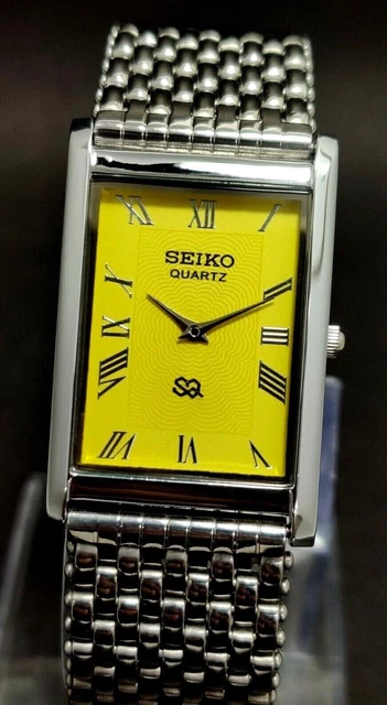 SEIKO SLIM QUARZO Quadrante Romano Uomo Orologio da Polso Rettangolo