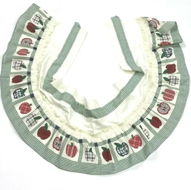 Vintage Apple Country Kitchen Curtains Valances Set 4 Red Green Country Farm