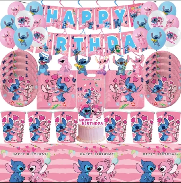 Stitch Birthday Party Decorations, Cartoon Stitch Theme Party Supplies  include Backdrop, Stitch Balloons for Boys Girls Stitch Party Favors