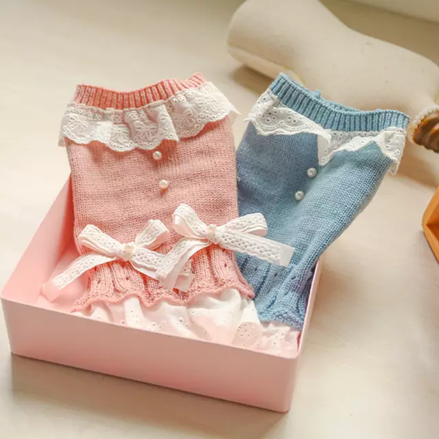 Animali Domestici Cane Gatto Vestiti Abito Maglia Maglione Pizzo Orlo Festa Per