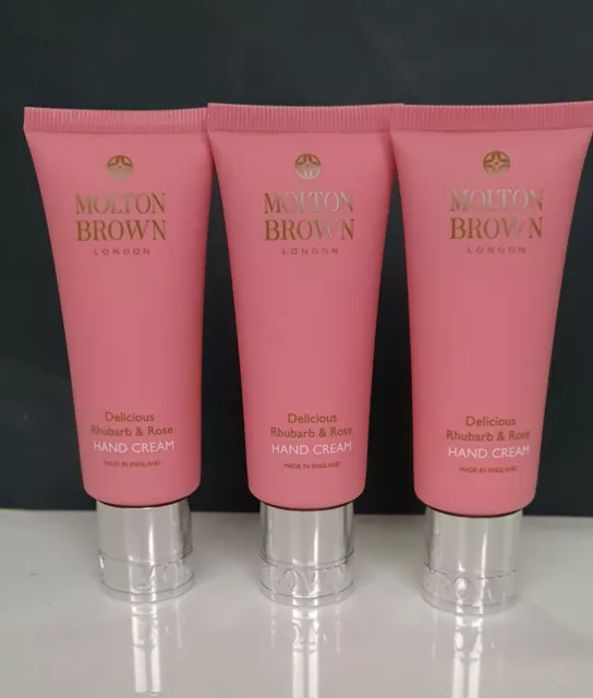 Molton brown delicious rhubarb & rose hand cream 3x40ml