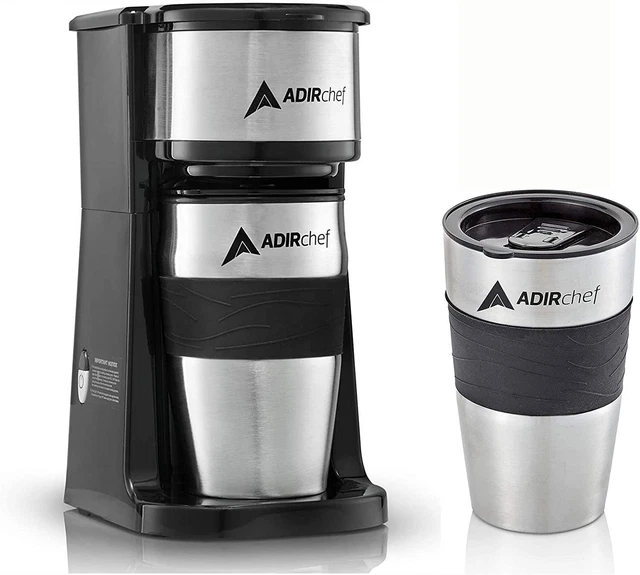 AdirChef Grab N' Go Personal Coffee Maker with 2 15 oz. Travel Mug,...