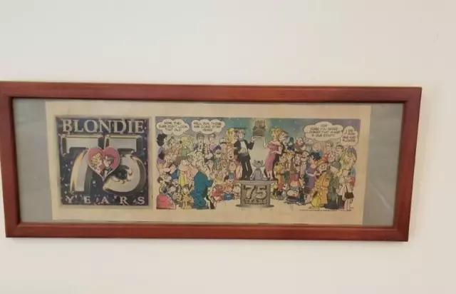 Blondie Cartoon Celebrating 75 Years, 6'X 16" Framed, pre-owned