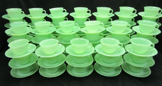 Vtg. Jadeite Fire King Alice Cup and Saucer Set. MINT CONDITION