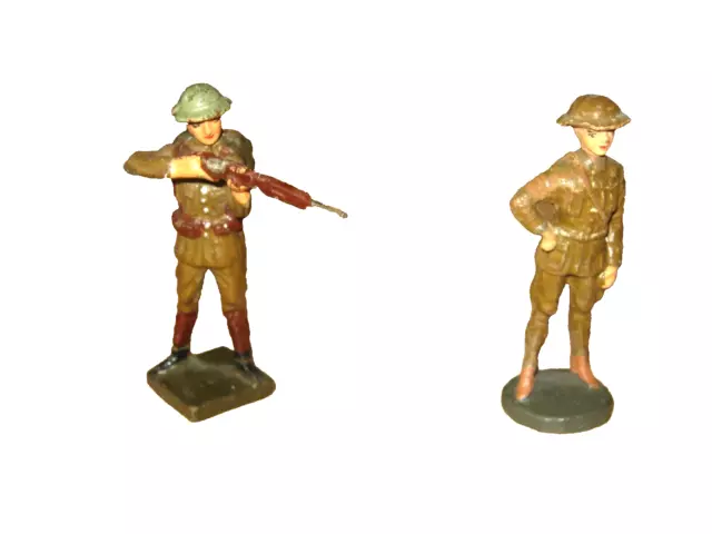 Elastolin, Lineol: (belgische, britische?) Soldaten, stehend, mit Gewehr