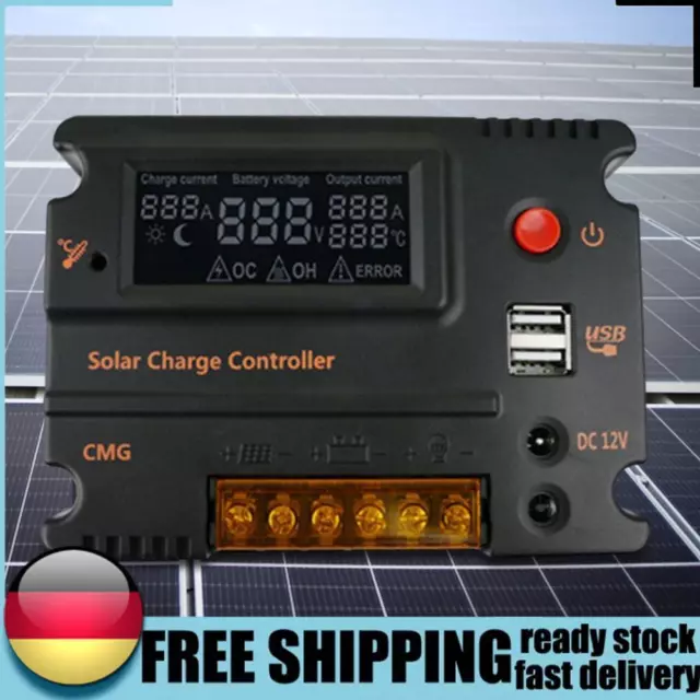 Regulador de carga solar 10A 20A control WPC regulador panel solar (20A) DE