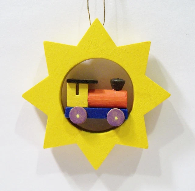 ERZGEBIRGE GERMANY TRAIN Engine Cut Out Star Ulbricht Wooden Wood Vntg 