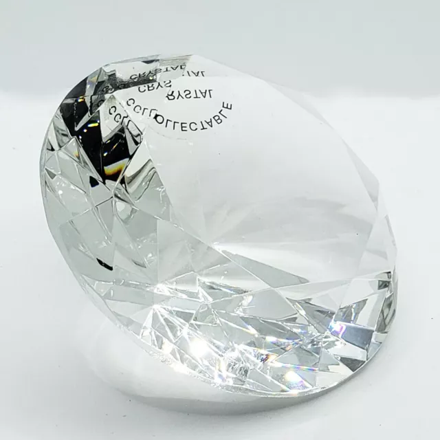 Brilliant faceted diamond shaped 4" crystal collectible paperweight 2