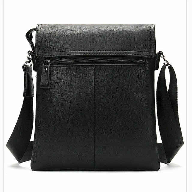 Men's Black Shoulder Bag Genuine Leather Crossbody Messenger Handbags 2