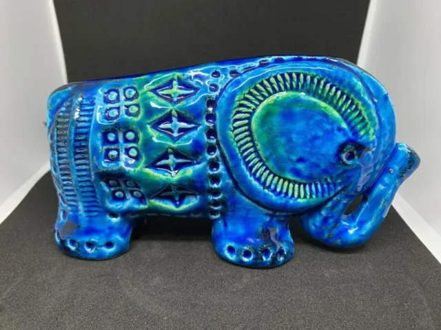 BITOSSI Rimini Blue elephant Ceramic Ornament Pottery Interior Italy Aldo Londi