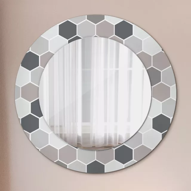 Miroir Décoratif Avec Cadre en Verre avec Motif Imprimé motif hexagonal