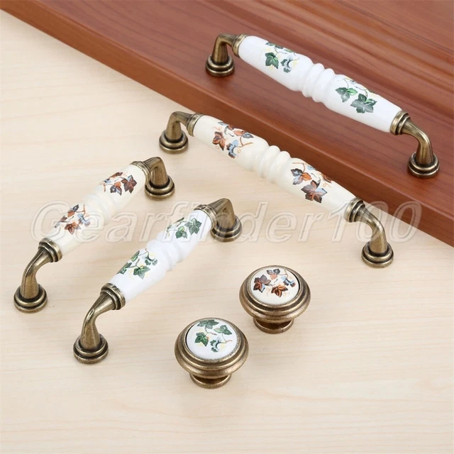 Chic Ceramic Cabinet Door Pulls Handle Zinc Alloy Closet Drawer Cupboard Knobs