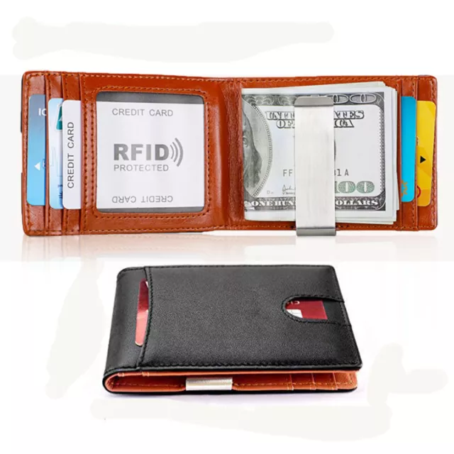 Slim Mens Wallet with Money Clip Leather RFID Blocking Bifold Credit Card Holder 2