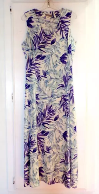 COLDWATER CREEK SLEEVELESS BLUE FLORAL MAXI DRESS Size 12