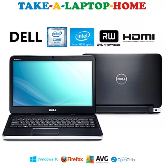 DELL 500Gb Laptop Windows10 Vostro Series 15.6" Screen HDMI DVD/CD-Rw USB WiFi