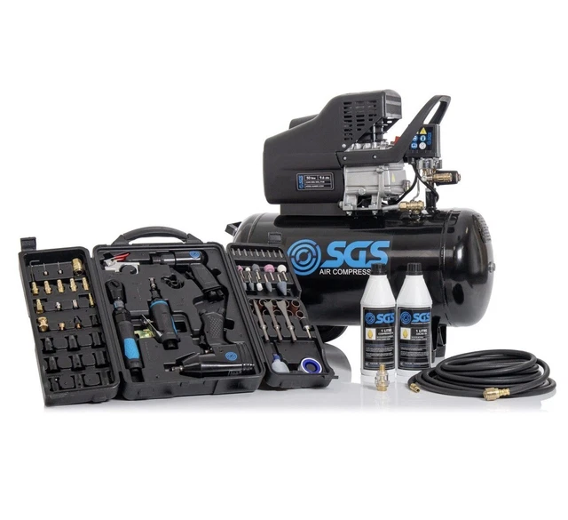 SGS 50 LITRE Direct Drive Air Compressor & 71Pcs Air Tool Kit £260.00