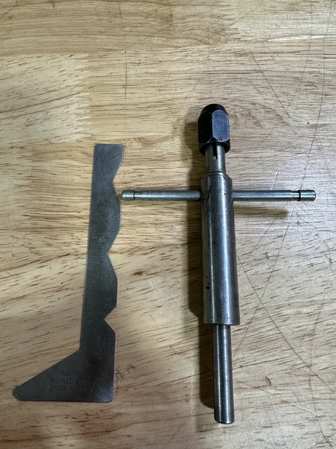 Vintage Pair Of Lathe Chuck T Handle Key Wrench And CLE Forge Multi Point Gage