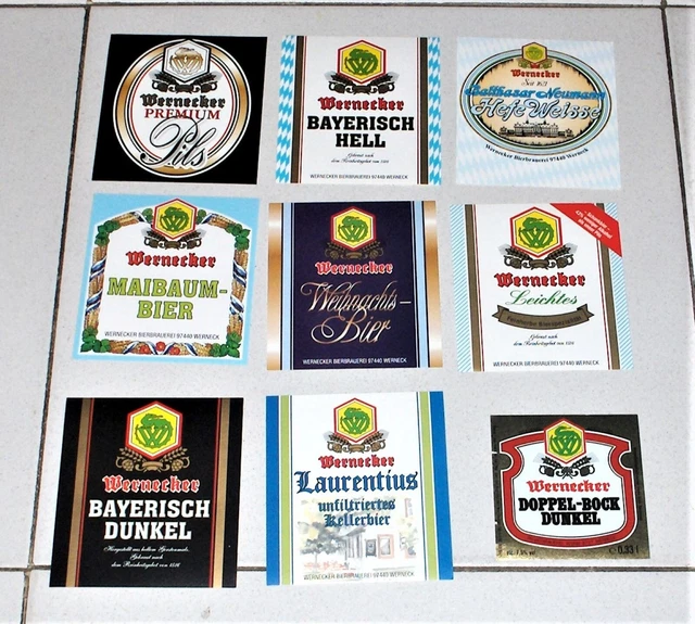 11 Etichette Birra WERNECKER bier beer label PERFETTE etichetta Germania