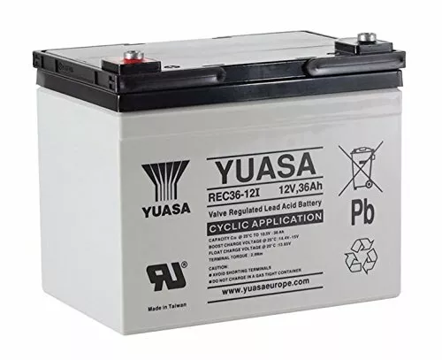 12V 36AH (DA 30AH a 35AH) 36 fori YUASA REC36-12 AGM/GEL BATTERIA TROLLEY GOLF