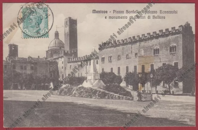 MANTOVA CITTÀ 107 MONUMENTO MARTIRI di BELFIORE Cartolina viag 1910 Ed. GARIONI