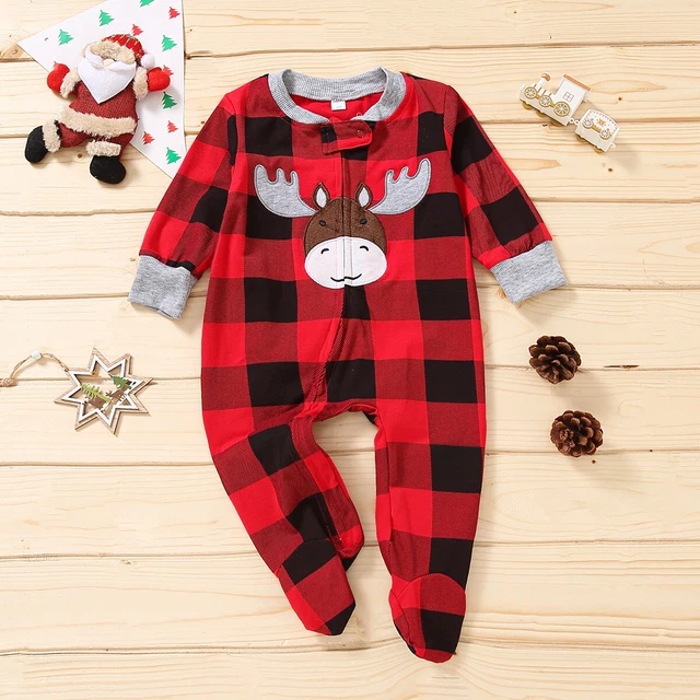Tuta tutina neonata bambino footie maniche lunghe cervo milu