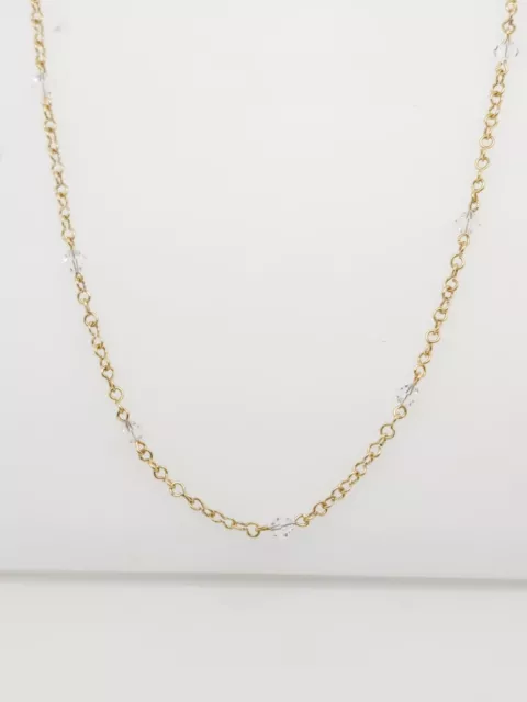 14k Yellow Gold Chain Necklace With cz Stones 18"