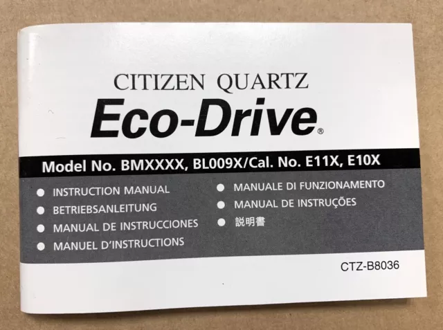 CITIZEN ECO DRIVE Cal. E10x E11x CTZ-B8036 Instruction Manual Instructions  . £ - PicClick UK